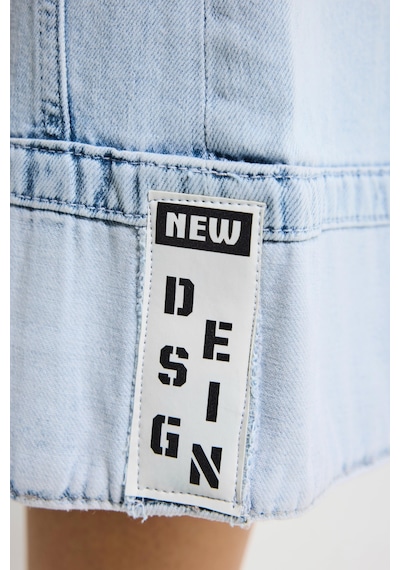 it's basic Kadın Ice Renk 4s6-3 Baggy Fit Maxi Boy Özel Tasarım Denim Bermuda Şort Ice Rengi