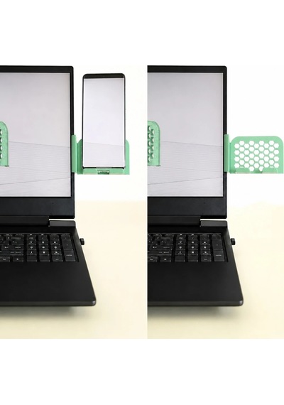 3d Baskı Monitor Telefon Tutucu - Petek Desenli Laptop Kenar Telefon Tutucu-mint Çok Renkli