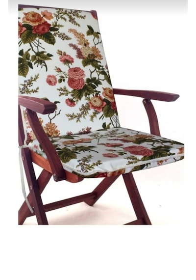 Sandalye Minderi Fermuarlı Lastikli 4'lü İngiliz Gülü Desen 4 Cm Sünger Alt 42x42 Sırt 42x42 Çok Renkli