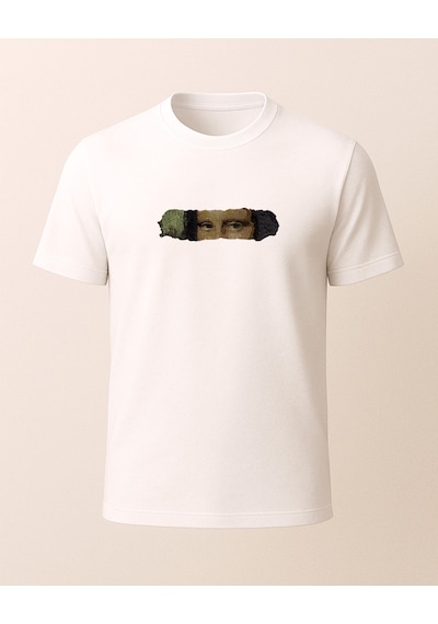 Monalisa Baskılı T-shirt Beyaz