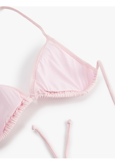 Koton Boyundan Bağlamalı Üçgen Bikini Üstü Pembe 6sak10002mm Gül