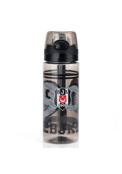 Beşiktaş Lisanslı 500ml Pipetli Kilitli Kapaklı Siyah Matara - Orijinal Bjk Taraftar Suluk Siyah - Beyaz