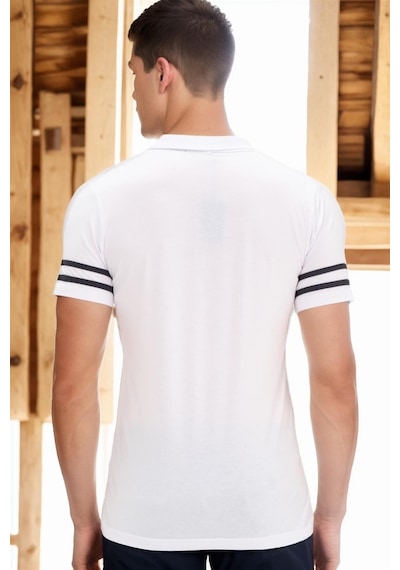 T8585 Dewberry Erkek T-shırt-düz Beyaz