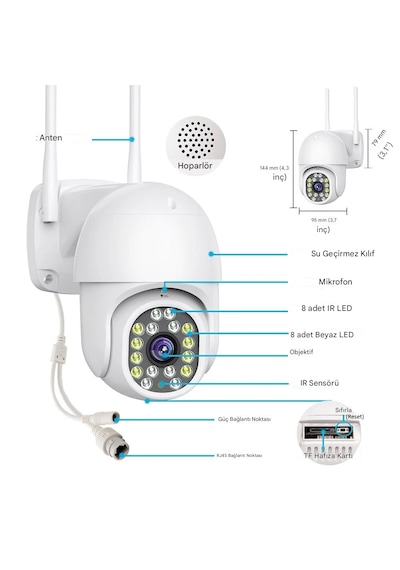 Ventus Icsee 5407 4mp Lens 360 Görüş Hareketli Waterproof Gece Görüş Sesli Görüşme Akıllı Kamera