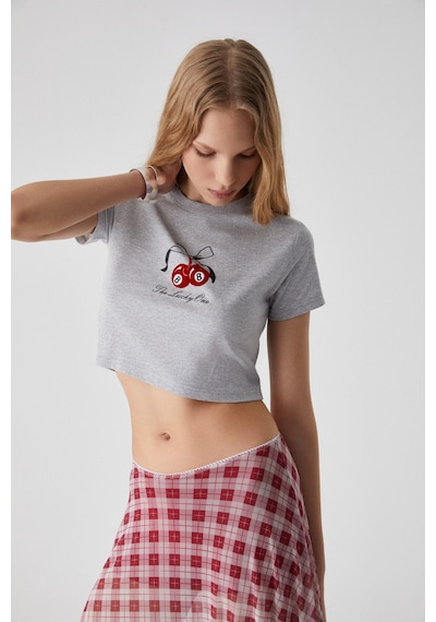 Grimelange Zennı Kadın Bisiklet Yaka Regular Baskılı Grimelanj T-shirt