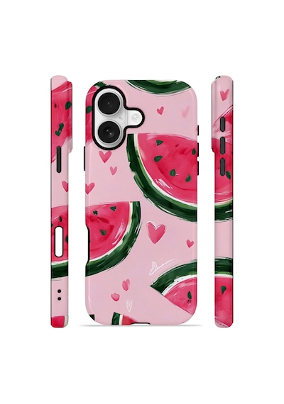 Apple iPhone Uyumlu 16 Vorian Çift Katmanlı Kılıf Watermelon Hearts