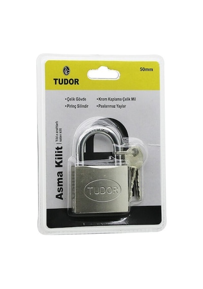 Tudor Td-cs50mm Vakumlu Yıldız & Çivi Anahtarlı 50 Mm Gri Kısa Kancalı Çelik Asma Kilit- 12'li Paket Diğer