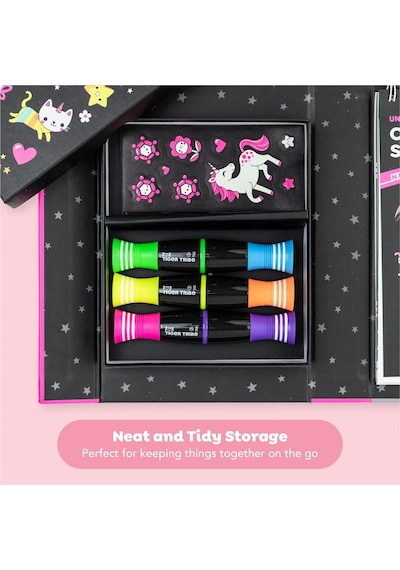 Tiger Tribe Neon Boyama Seti - Unicorns And Friends Açık Gri