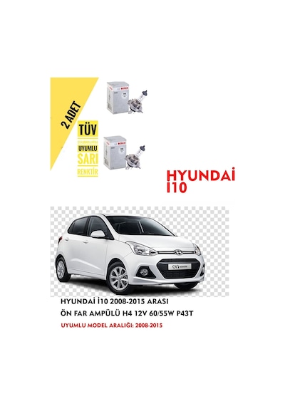 Hyundai İ10 2008-2015 Arası Ön Far Ampül Takımı 2 Adet