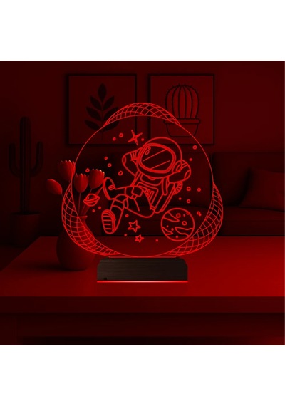 Luvivia Astronot Uzay 3d Lamba - Masa Gece Lambası V2 Şeffaf