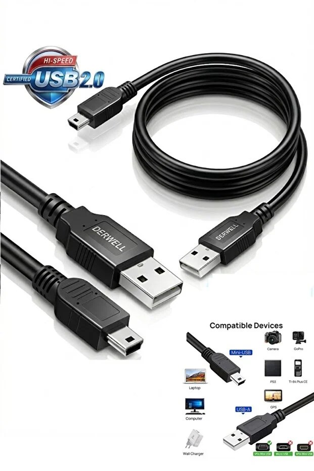 1.5 Metre Usb 2.0 Tip A Erkek 5pin Mini Usb Veri Şarj Kablosu Hdd İçin Mp3 Ps3 Kamera Gps V3 Kablosu 1,5m