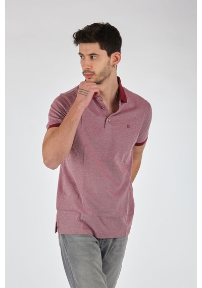 Barca Erkek Polo Yaka Kısa Kol T-shirt - Minimalist Günlük Stil Kırmızı-beyaz
