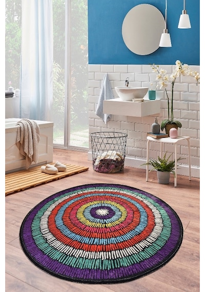 Bubble Djt Çap 100 Cm Banyo Halısı Çok Renkli