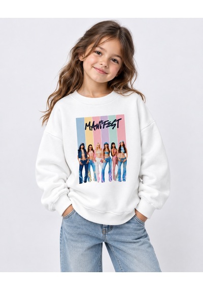 Fasardi Super Bear Adventure Baskılı Oversize 3 İplik Şardonsuz Uzun Kollu Unisex Çocuk Sweatshirt Ekru