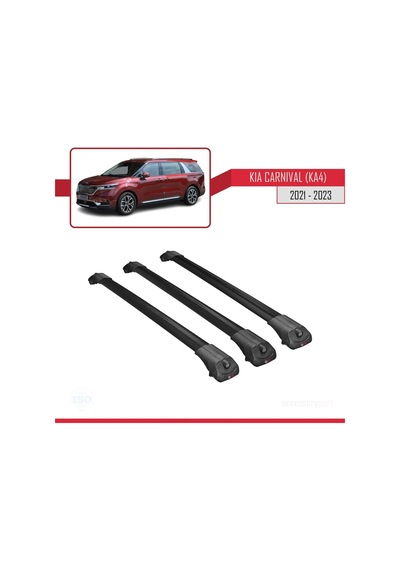 Kia Carnival Ka4 2021-2023 Arası İle Uyumlu Ace-1 Ara Atkı Tavan Barı Siyah 3 Adet Bar