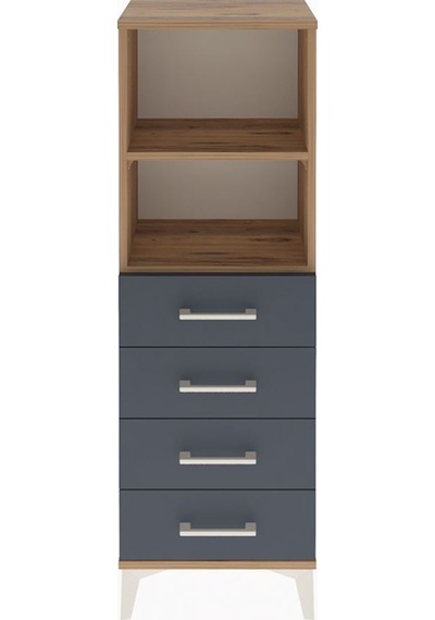 Arges Dolap 2 Raflı 4 Çekmeceli 44x30x134 Çam-antrasit Atlas Çam