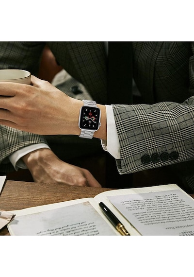 Apple Uyumlu Watch Seri 10 / 11 46mm Uyumlu Paslanmaz Çelik Akıllı Saat Kordonu - Ayarlanabilir Metal Toka