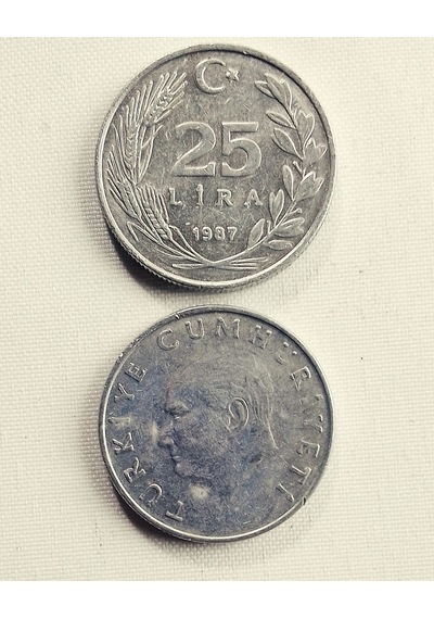 25 Lira 1987 Eski Koleksiyon Madeni Para.