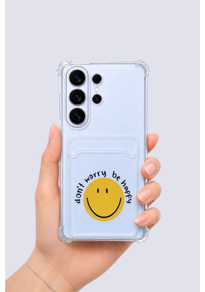 Samsung Uyumlu Galaxy S26 Ultra Kartlıklı Gülücük Desenli Kılıf Şeffaf