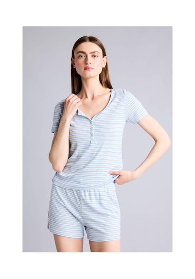 Defacto Regular Fıt Kısa Kollu 2li Ribana Pijama Takımı H5960ax26smgr93 Gri-gr93