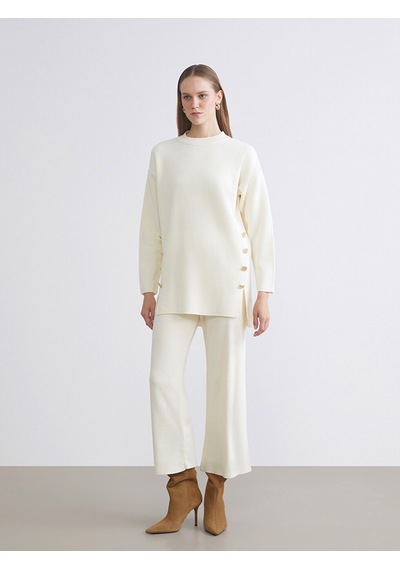 Lcwaıkıkı Classic Beyaz Bisiklet Yaka Oversize Kadın Triko Kazak Xl-2xl