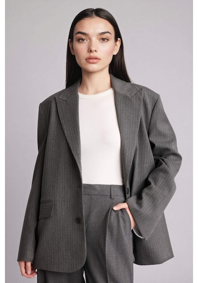 Defacto Oversıze Ceket Yaka Blazer Ceket G8900ax26spgr394 Gri-gr394