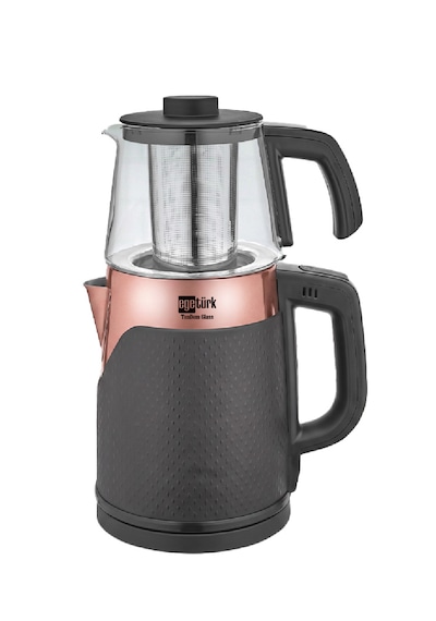 Teadem Glass Coverlı Elektrikli Çay Makinesi Çaycı 2000W 1.7l Kettle 1.2l Cam Demlik 304 Paslanmaz Çelik Rose Gold