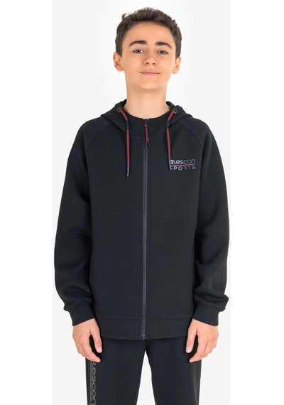 Lescon Siyah Çocuk Fermuarlı Kapüşonlu Sweatshirt 23n-3121
