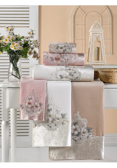Durul Kadife Fantezi 70x140 Banyo Havlusu 3'Lü