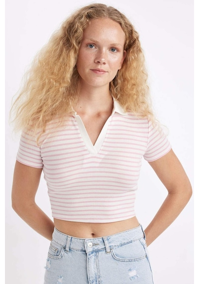 DeFacto Fitted Polo Yaka Fitilli Kaşkorse Kısa Kollu Tişört A0380AX24SMPN614