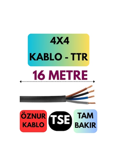Öznur 4x4 Ttr Kablo Metre Seçenekli Siyah - 16 Metre