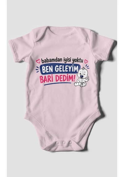 Morivokids Babaya Özel Kısa Kollu Bebek Body %100 Pamuk Zbn163-kk Bebe Pembe