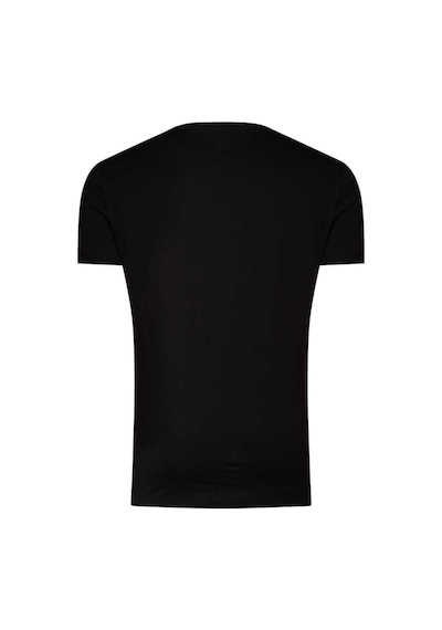 Rich Erkek %100 Pamuk Kısa Kollu Siyah T-shirt V Yaka Basic Erkek Tişört SIYAH