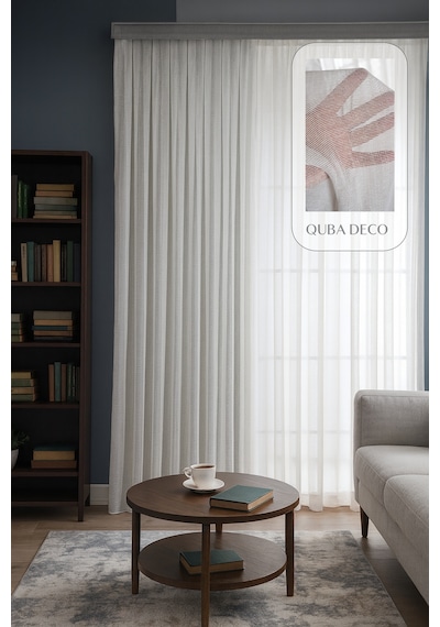 Natural Modern File Dokulu Keten Tül Perde Pileli Salon Oturma Odası Yatak Odası Çocuk Odası Açık Gri
