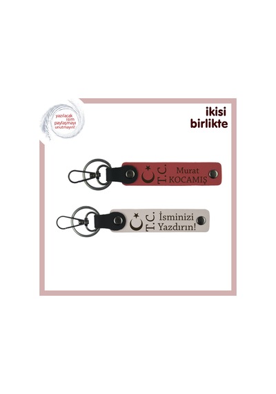 Abiye Verilebilecek Anlamlı Hediye Ay Yıldız Tc Temalı Kişisel Anahtarlık X2, Nar Çiçeği-pudra
