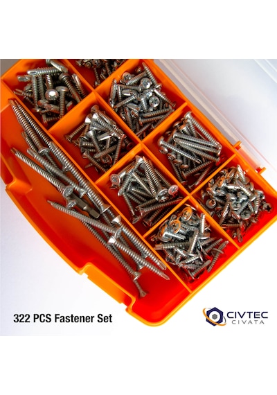 Civtec 322 Parça 13 Çeşit Matkap Uçlu Vida Seti - Takım