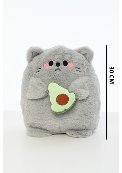 30 Cm Yumuşak Avakadolu Kedi Peluş Oyuncak Oyun Arkadaşı Açık Gri