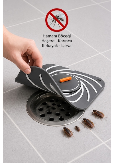 Gri Süzgeçli Silikon Lavabo Gider Kapağı Koku Önleyici Banyo Mutfak 15 cm