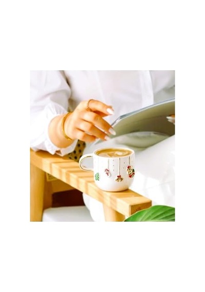 Celine's Wonders Kabartmalı 24 Ayar Altın Dekorlu El Yapımı Kupa 300 Ml Yılbaşı Kupa Christmas Mug Yılbaşı Fin Diğer