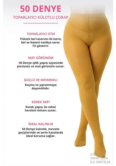 Cottonhıll 50 Denye Ten 2 Beden Toparlayıcı Büyük Beden Külotlu Çorap