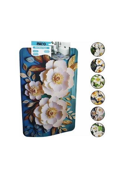 Dikdörtgen - Desenli 38x58cm Su Emici - Sihirli Banyo Paspası Elastik Bx40 Çok Renkli