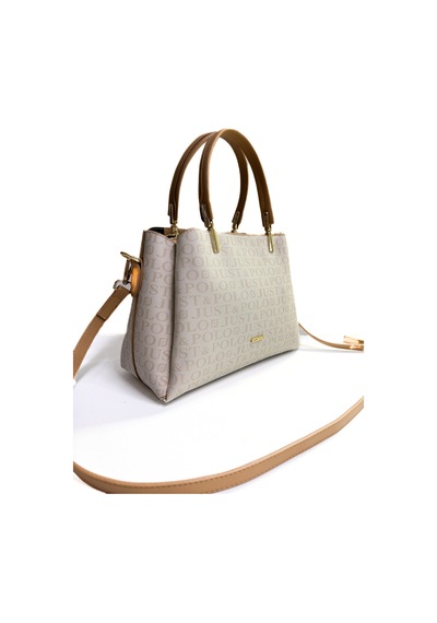 Kadın Monogram Baskılı Orijinal Just Polo El Ve Omuz Çantası Ayarlanabilir Askısıyla 2120mh Krem Camel