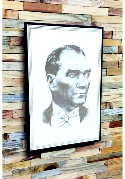 Ahşap Üzerine Lazer Kazıma Mustafa Kemal Atatürk Tablo Duvar Deko