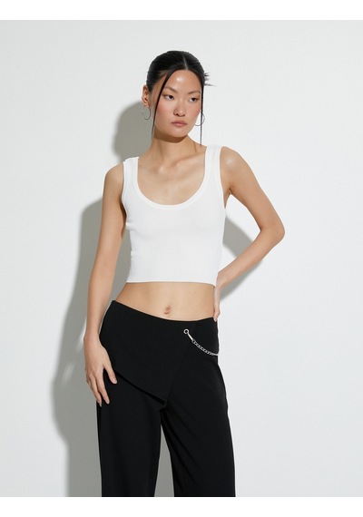 Koton Crop Atlet Kalın Askılı U Yaka Fitilli Beyaz 4sak30047ht 4SAK30047HT000 Beyaz