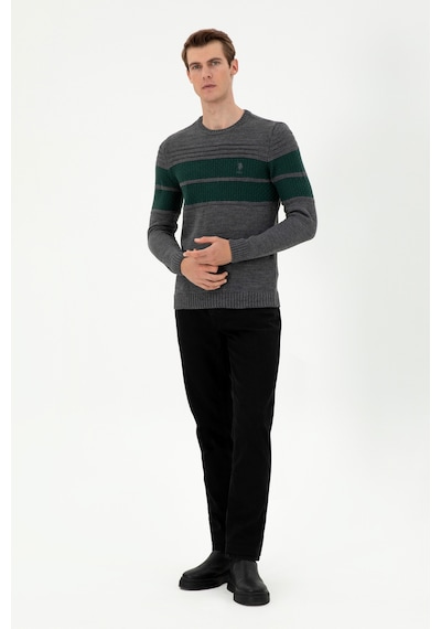 U.S. Polo Assn. Erkek Slim Fit Bisiklet Yaka Antrasit Melanj Kazak 50293041-VR081 U.S. Polo Assn. Erkek Slim Fit Bisiklet Yaka Antrasit Melanj Kazak 50293041-VR081