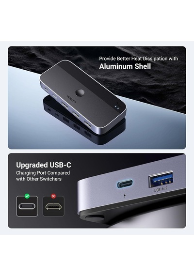 Usb Anahtarı 2pc 3.0 Switcher C 2'si 4 Çıkışlı, Masaüstü Denetleyicisi Kvm 2 A'dan A'ya Kablolu Alüminyum Muhaf