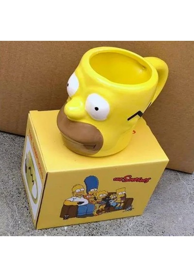 The Simpsons 3d Seramik Kupa Bardak, Sarı, Karakter Tasarımlı, Geniş Kulplu Sarı, Beyaz Ve Kahverengi