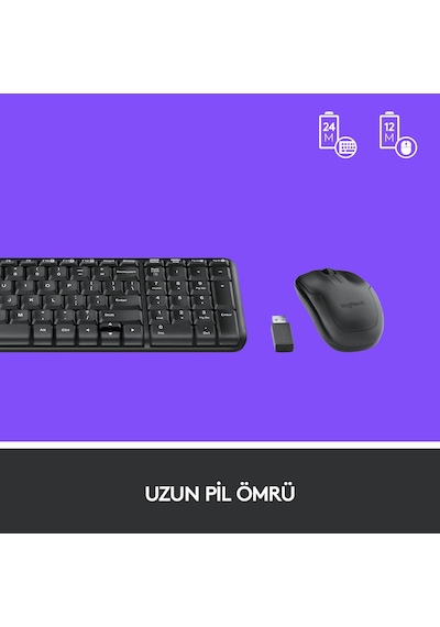 Mk220 Kablosuz Türkçe Klavye Mouse Seti - Siyah