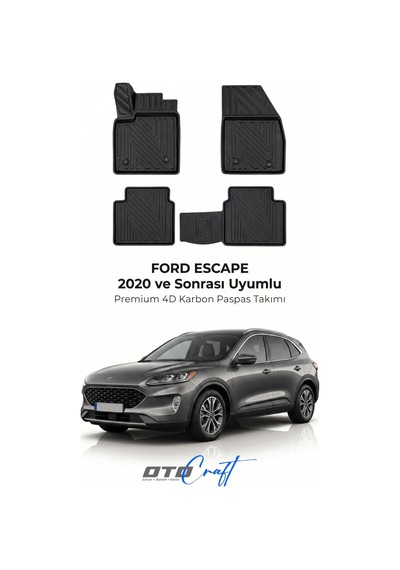 Otocraft Ford Escape 2020+ Araca Özel 4d Karbon Oto Paspas Havuzlu Tam Set