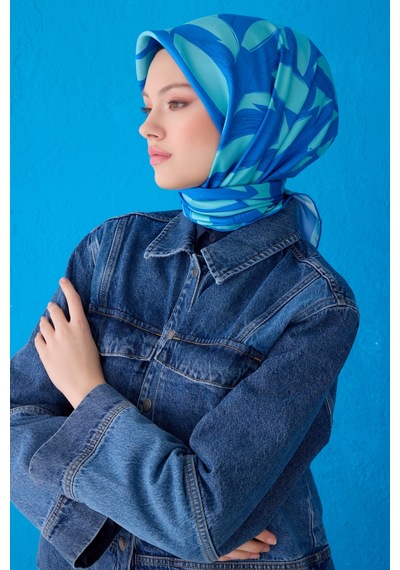 BELLİ Saf İpek Eşarp 4123d Twill İpek -54 Mavi